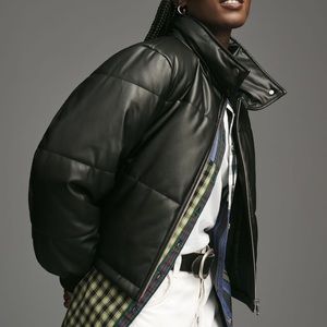 *Anthropologie Faux Leather Puffer Jacket